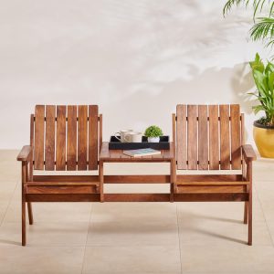 Mango Wood 2-Seater Outdoor Chair - Brown