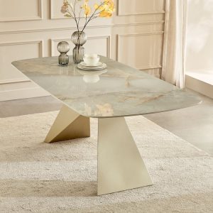 Homeshores Ceramic Top 6-Seater Dining Table - Gold