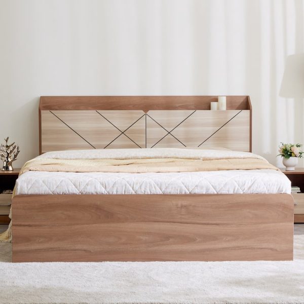 Bed with Hydraulic Storage - Brown
